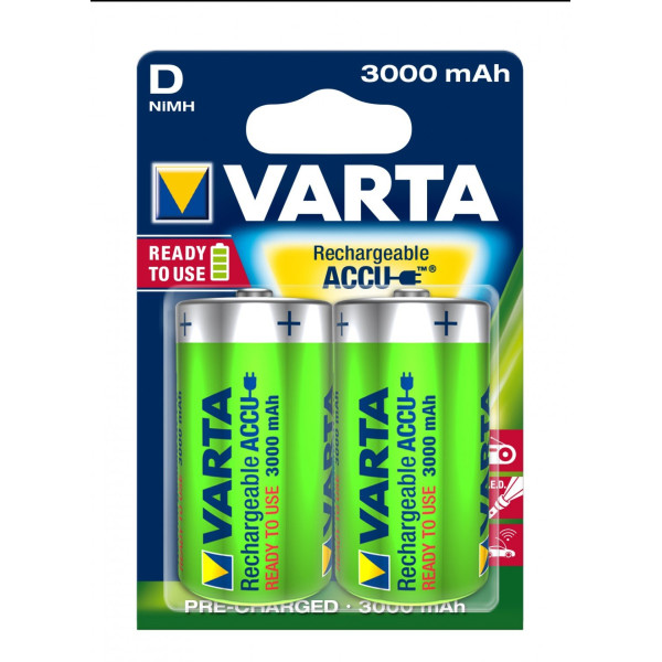 Аккумулятор VARTA RECHARGEABLE ACCU D 3000mAh BLI 2 NI-MH (READY 2 USE)
